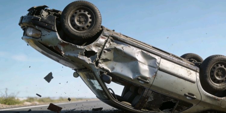 Vehículo vuelca tras chocar contra un árbol en plena jornada electoral en Santa Cruz